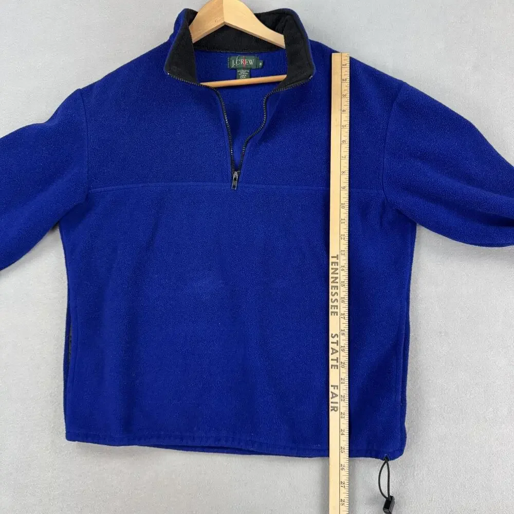 Vintage J Crew Jacket Mens Medium Blue Fleece 1/4 Zip Pullover USA Oarsman